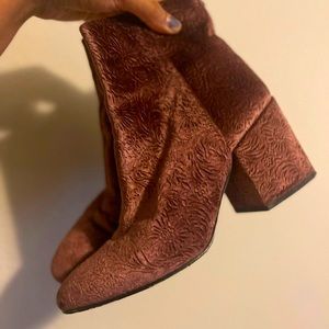 Sam Edelman Plum Velvet Presley print boots